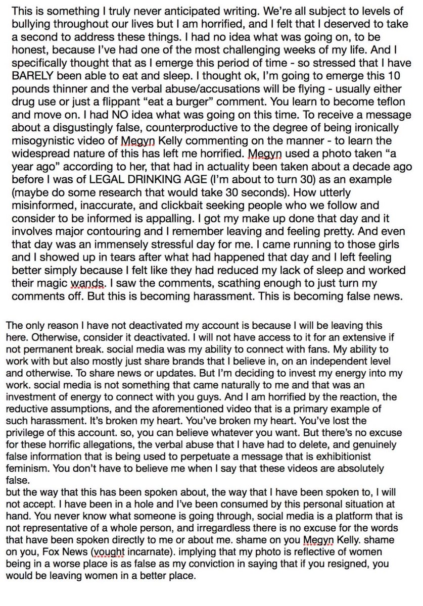 Erin Moriarty slams Megan Kelly for falsely claiming that she had plastic surgery

She’s also leaving social media indefinitely 

“I am horrified by the reaction … You've broken my heart … so, you can believe whatever you want. But there's no excuse for these horrific