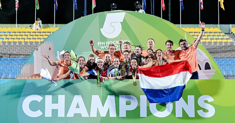 FIH_Hockey's tweet photo. The Netherlands produced a clinical performance to beat India and claim the inaugural title as the women’s tournament at the FIH #Hockey5s World Cup came to an end in Muscat, Oman. 

Poland finished in third, while USA won the Challenger Trophy.

Read the full story below 👇