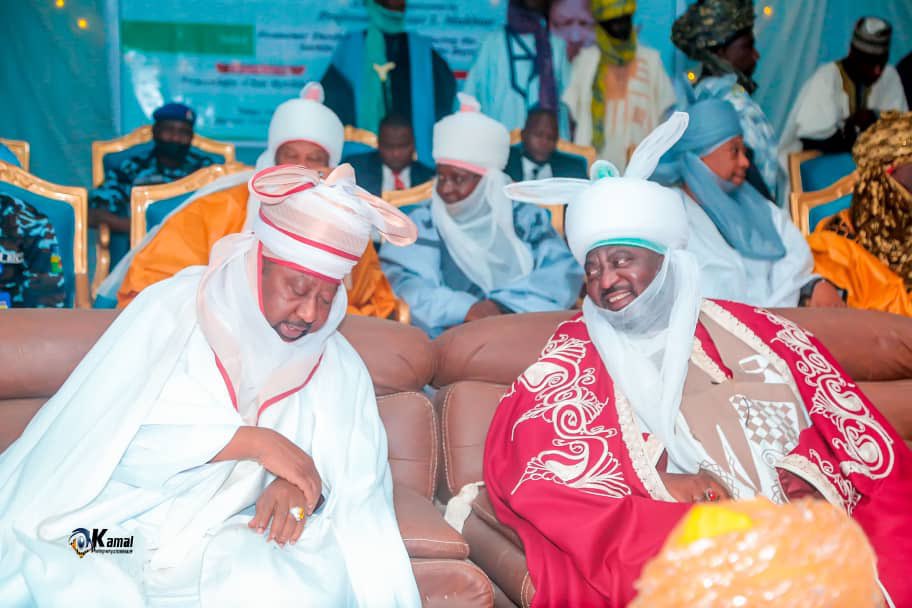 His Highness Alh. Aminu Ado Bayero CFR CNOL JP Sarkin Kano with his brother His Highness Alh. Dr. Nasiru Ado Bayero OFR Sarkin Bichi Allah Ya Dade da Ran Sarki 26/01/2024