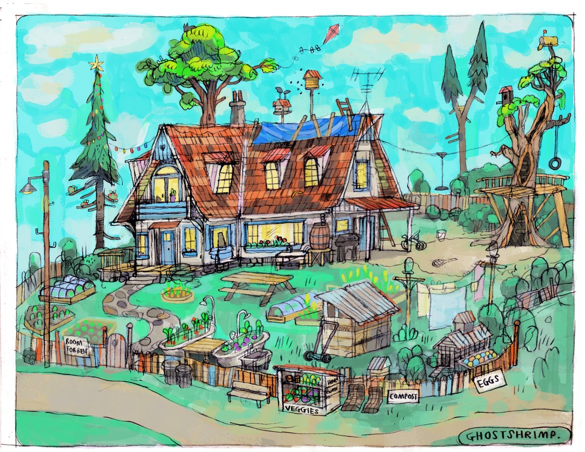 realghostshrimp's tweet photo. My explorations of Cecil's house, riffing off a design by the champ Sylvain Marc !!!

Escape From Hat vis dev for @happyproduct and @LipComarella from the Netflix Feature graveyard!!!

LOTS more on my website https://t.co/frhN2WL8Xe

#escapefromhat #visdev #animation #netflix https://t.co/RSDiSqqQK8