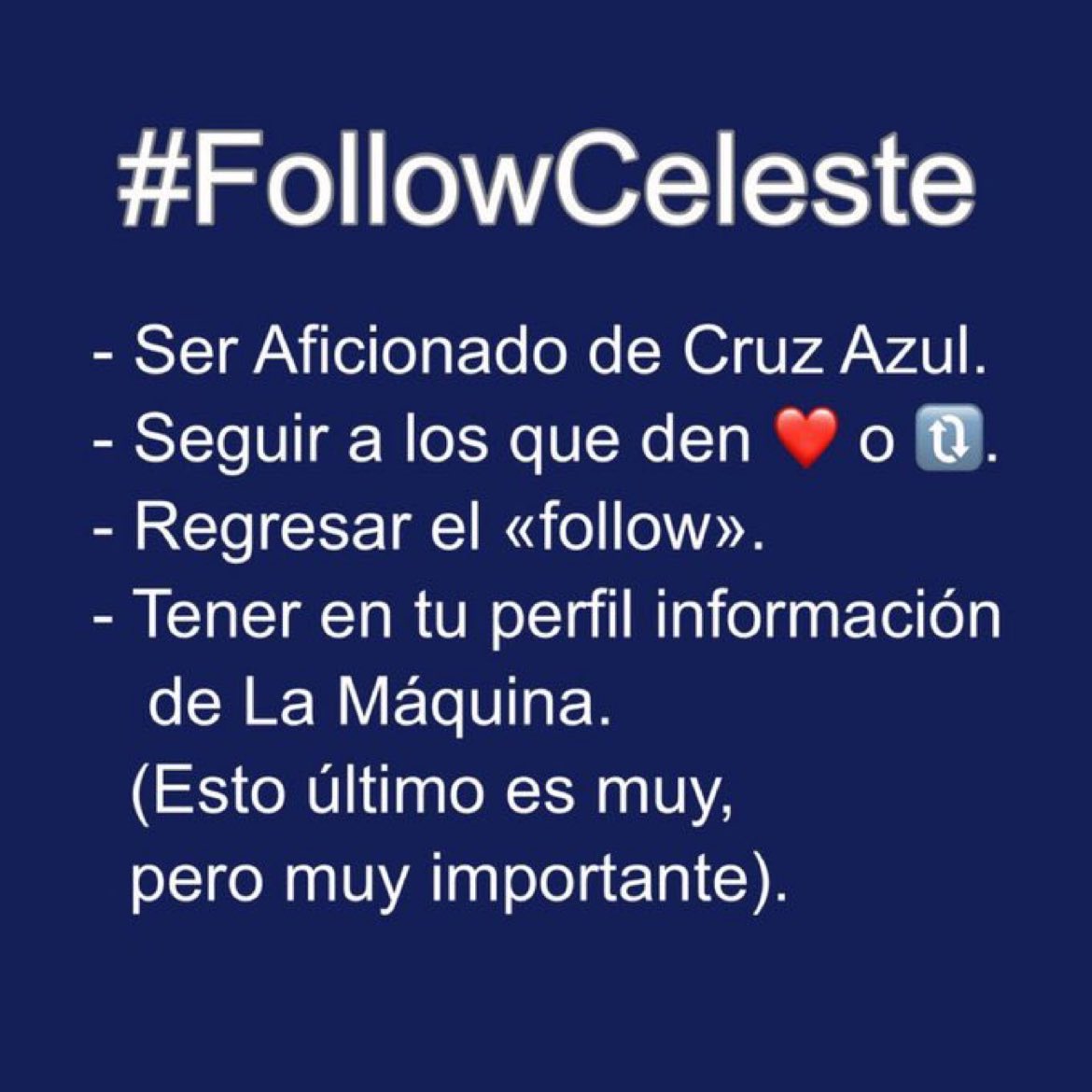 MrAzul97's tweet photo. 🚨🚨🚨#FollowCeleste 🚨🚨🚨

J3 Vs Mazatlán 

¡Ya se la saben!

REQUISITOS:

- Seguir a todos los que den 💙o 🔃.
- Regresar el «FOLLOW».
- Solo para aficionados de Cruz Azul.

¡Vamos por el primer triunfo en la era Anselmi!

#Clausura2024
#XLaDécima https://t.co/2excTrtRMv