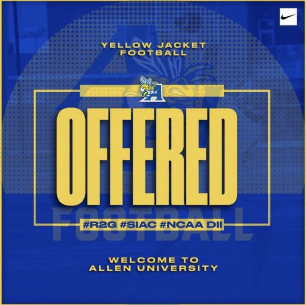 Blessed to receive an offer from Allen University!