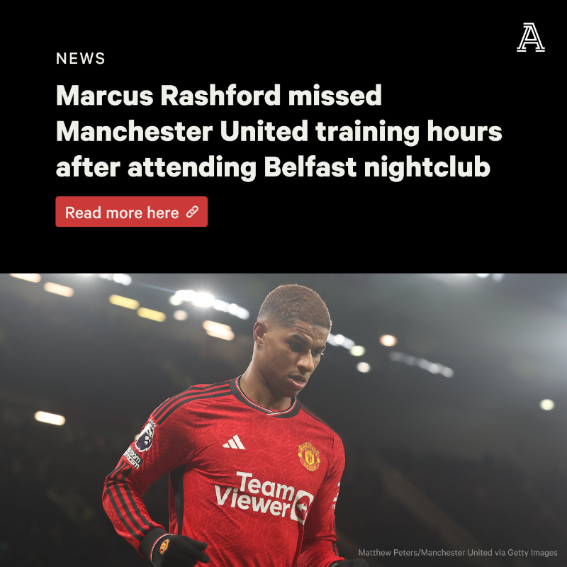 TheAthleticFC's tweet photo. Marcus Rashford went out in Belfast the night before reporting himself as too ill to attend Manchester United training on Friday.
#MUFC | #PL
More from @lauriewhitwell, @mjcritchley and @Dan_Sheldon_