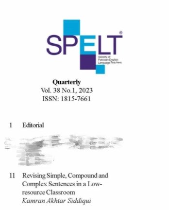 Alhamdulillah!
My classroom activity (that I developed for and implemented in STHP class) gets published in Society of Pakistan English Language Teachers (SPELT) Quarterly Journal.
#englishteacher #englishgrammar #activitybasedlearning #classroom #esl
#kasiddiqui