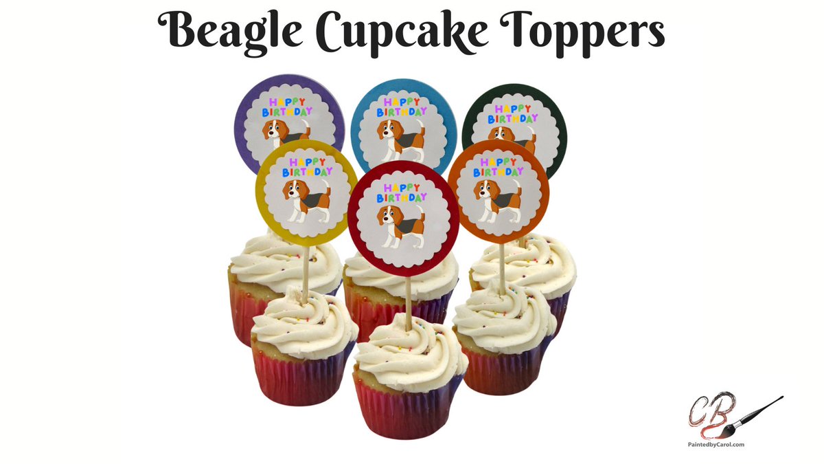 Unleash cuteness overload at your next party with our Beagle Cupcake Toppers! These truly unique toppers are found no where else. Customizable with a name or message. #Beagle #PartySupplies paintedbycarol.etsy.com/listing/165277…
