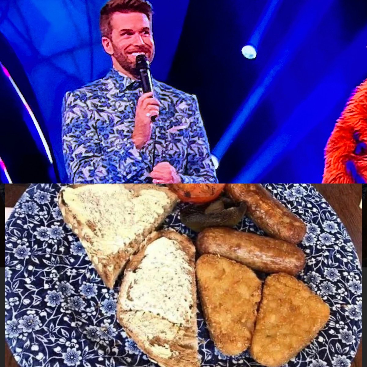 I’ve just turned over to #MaskedSingerUK &amp; immediately wondering why <a href="/joeldommett/">Joel Dommett</a> is dressed as a Wetherspoons plate?