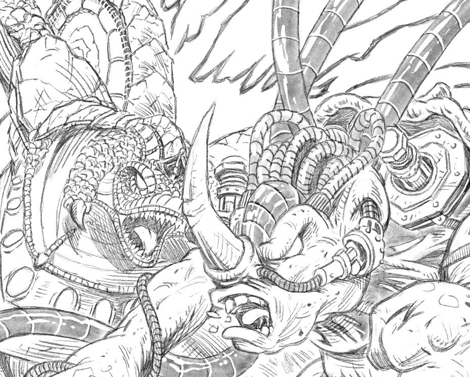 Romo2Art's tweet photo. Monday I will be unveiling the largest double page action scene Im pretty sure I’ve ever drawn🔥🔥🔥🔥 The creator of @insidesector7 is looking to relaunch in the near future🔥🔥 @Tonpa2 @GenuineComics @KaijuUnited @Immortalrising1 @Lutoslava @MADRUTHSTUDIOS @TelepathicBunny https://t.co/V7e1LwtjI5