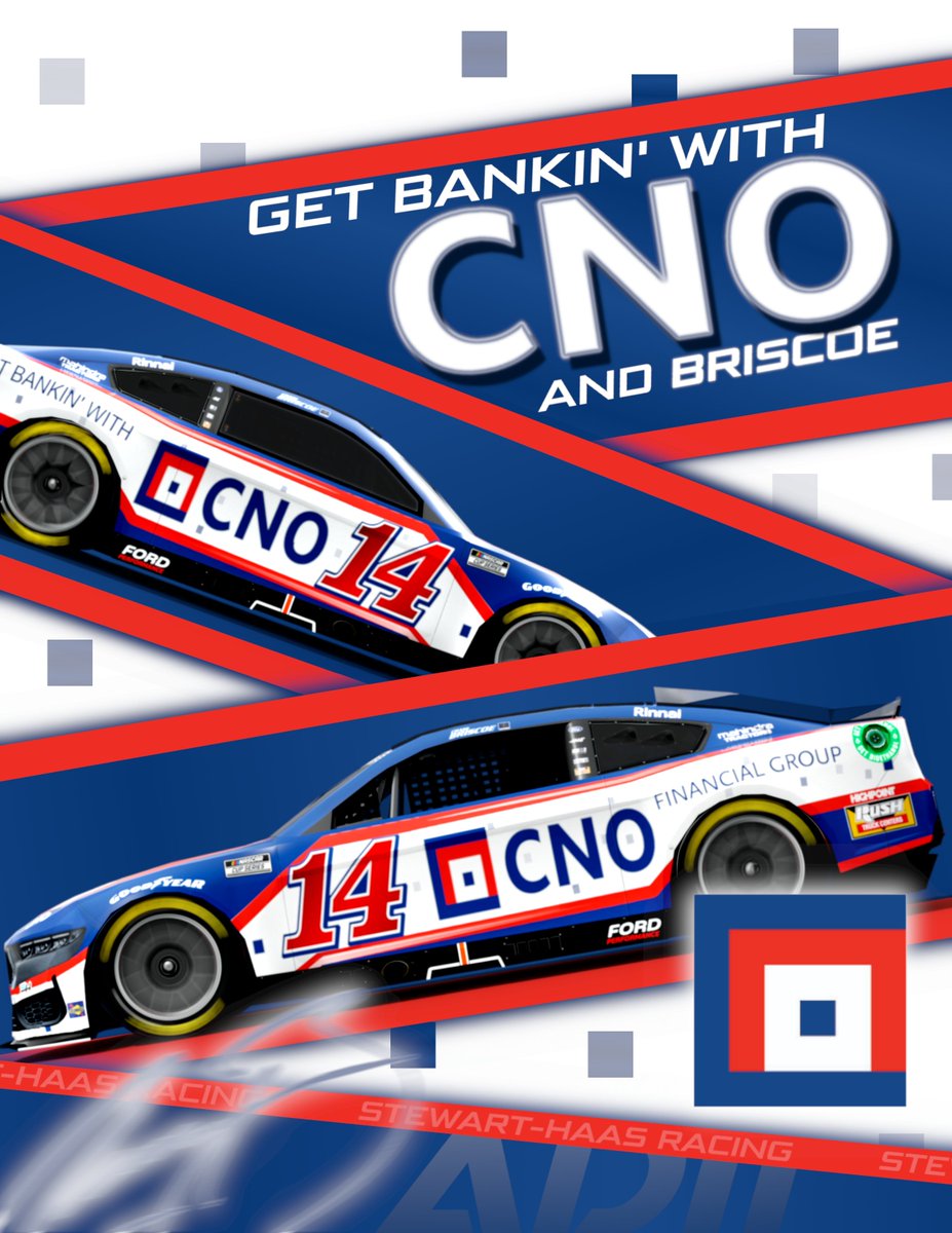 CNO used to be Conseco. Real ones know the story behind this....

@ChaseBriscoe_14 
@CNOFinancial 
@StewartHaasRcng @FordPerformance 

#GraphicDesign | #ConceptArt | #NASCAR