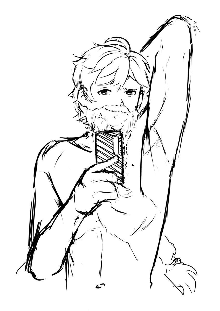 In a call with friends, it resulted to me drawing Aether with a viking beard with his pit up, How are your guyses days going...