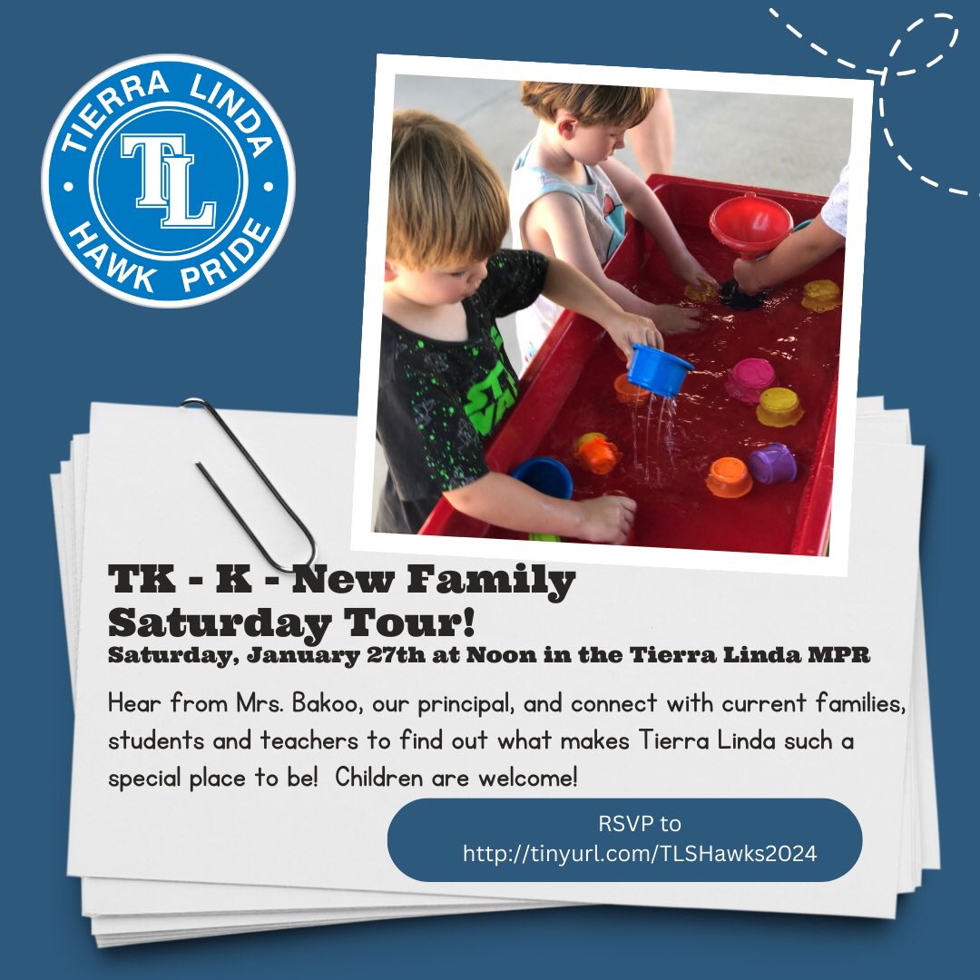 Saturday Tour today! RSVPs are helpful but not required. Looking forward to meeting our Future Hawks!