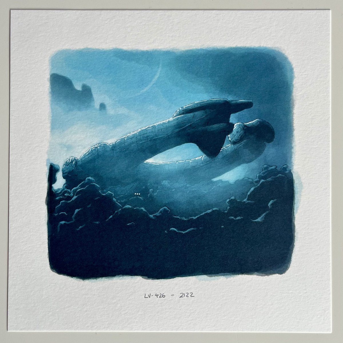 Unkle_Lee44's tweet photo. LV-426 2122
Just received this lovely print of the ‘Derelict’ by @mrflorey, part of his ‘On Location’ series. 
8x8 inches 
Fine art pigment print on Mohawk Superfine Ultrawhite Eggshell 270gsm archival paper

 #Alien1979 #LV426 #USCSSNostromo #WeylandYutani #HRGiger #Xenomorph https://t.co/QqGhFy5kzr