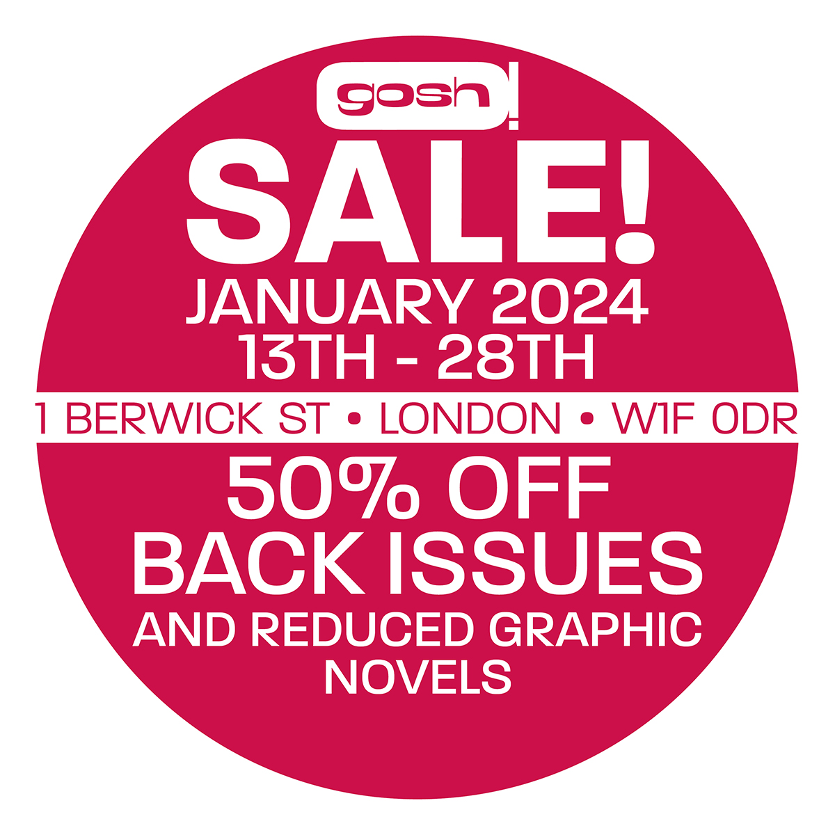 Our January sale ends tomorrow!! This weekend is your last chance to grab some amazing bargains. With 50% our entire back-issues and loads of reduced graphic novels, it's an opportunity you won't want to miss. Head down to the shop before 7pm on Sunday 28th January.