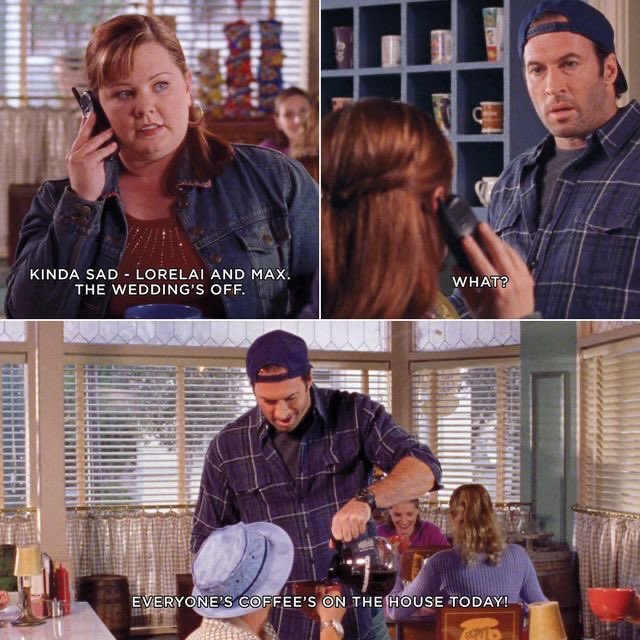 javajunkiebest's tweet photo. luke’s reaction when he found out lorelai and max’s wedding was off will always be iconic https://t.co/Sqa1TyyUWi