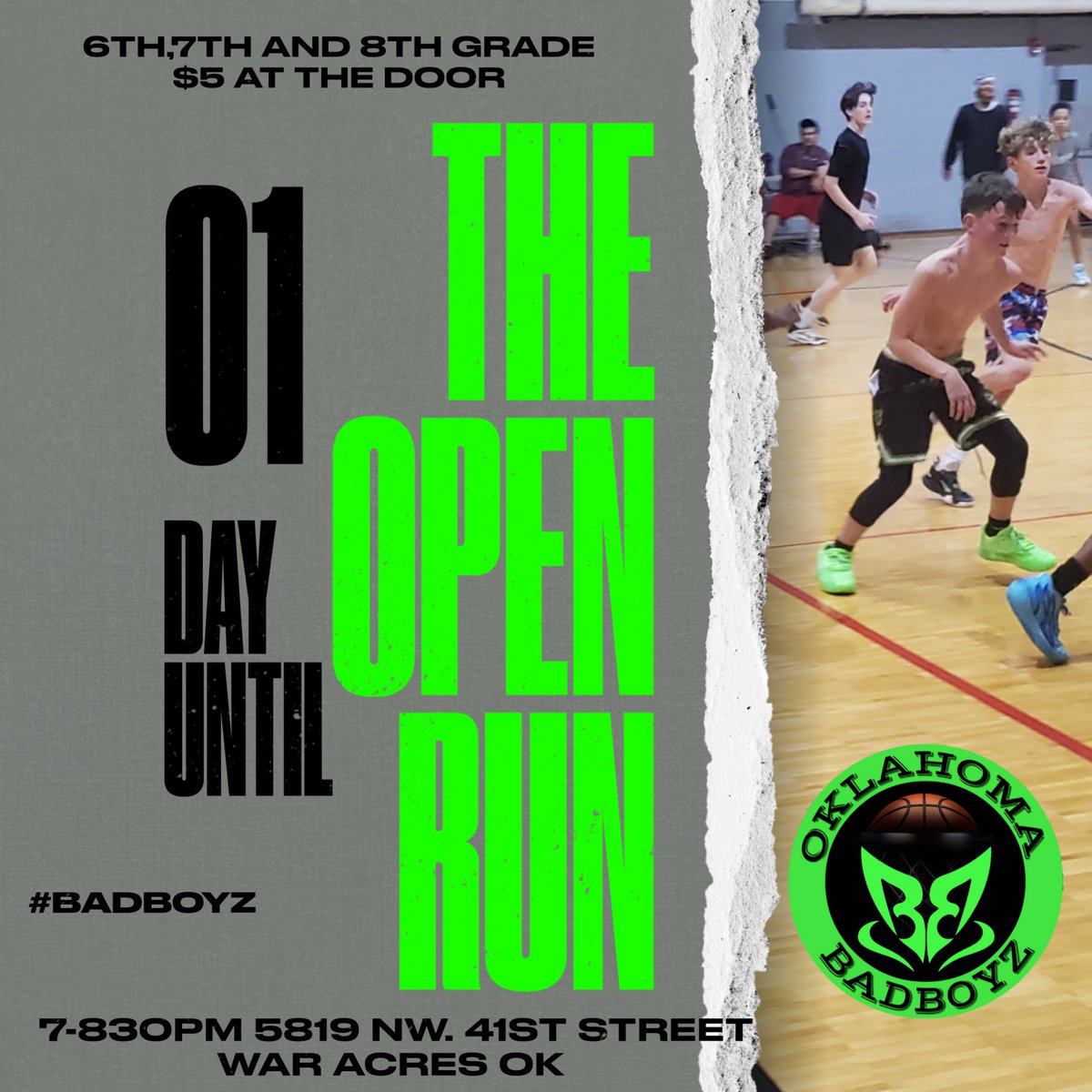 Don't forget we are back tomorrow. Middle School open runs! Let's work