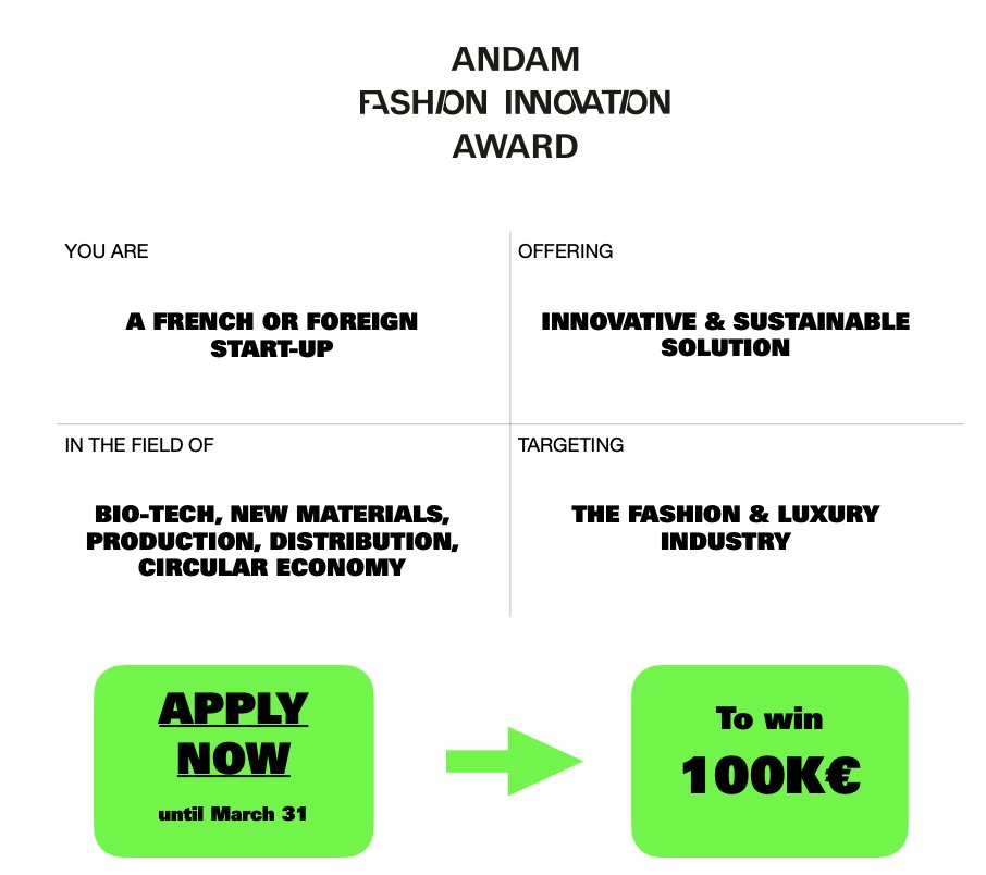 ANDAM opens its 2024 competition. New Contemporary Labels and Innovative Fashion-Tech, you can apply online until March 31.
Anthony Vaccarello, Saint Laurent’s creative director will chair the jury. andam.fr
#ANDAM #innovationaward