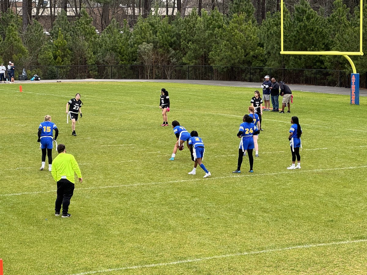CromaBoo's tweet photo. Kicking off the inaugural @eastwakehs Lady Warriors Flag Football season today! Go Warriors! @WCPSS_Athletics https://t.co/mgCCHiDXd4