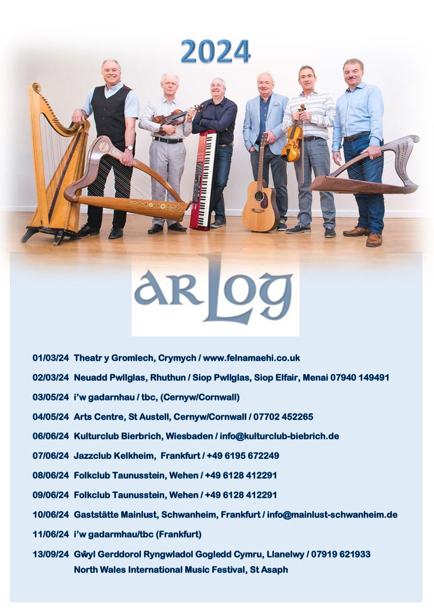 Ychydig o ddyddiadau ar gyfer 2024 - mwy i ddod cyn hir mae’n siwr!
A few dates for 2024 - more to come soon!