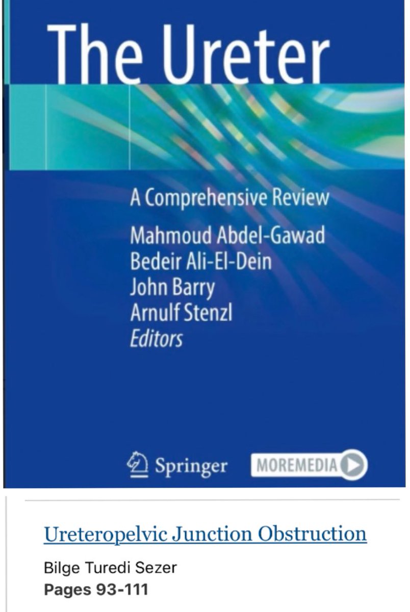 bilgeturedi_'s tweet photo. It was a big honor for me to take part with writing the #UPJO chapter in our newly released book.
Many thanks for the great teamwork! 
@masalek65 
#pediatricurology #ureteropelvicjunctionobstruction
#ureter https://t.co/W6SI2NyNOk