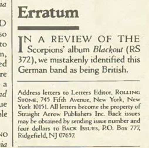 GregRenoff's tweet photo. Flashback to 1982: perhaps the most unforgivable mistake in the history of journalism! 
🇬🇧@scorpions 🇬🇧😅 https://t.co/hU7QITDglh