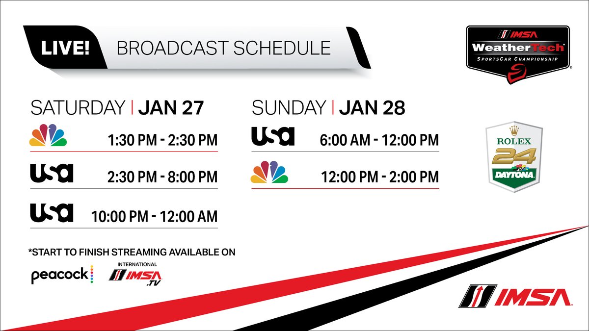 NASCAR's tweet photo. A legendary race at a legendary venue. 

Check out the #Rolex24 at @DAYTONA starting today at 1:30 p.m. ET on NBC! https://t.co/pZE16z9C50