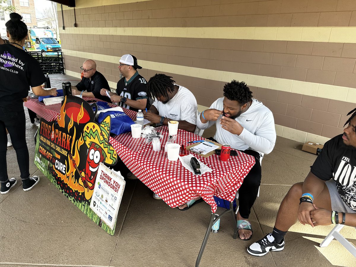 Fun day in with a few of our guys serving as judges for the Chili Cook-Off! Great for these players to get out in the community on a Saturday AM to help raise awareness for Oncology Care via Avalon Park Foundation. …tell us, @RIckyBarber75 @adrianmedley315, who had the best?!