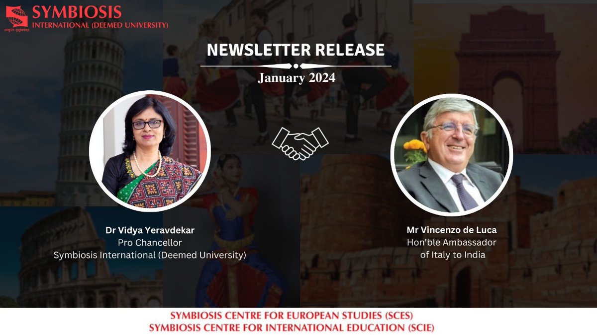 Here's presenting our monthly newsletter that spotlights Italy. Enjoy reading the January 2024 Newsletter here: mailchi.mp/scie/scesnewsl… . . . . . . . . . #Italy #Italian #ItalyinIndia #India #EU #EUIndia #SCES #SCIE #SIU #symbiosis #monthlynewsletter