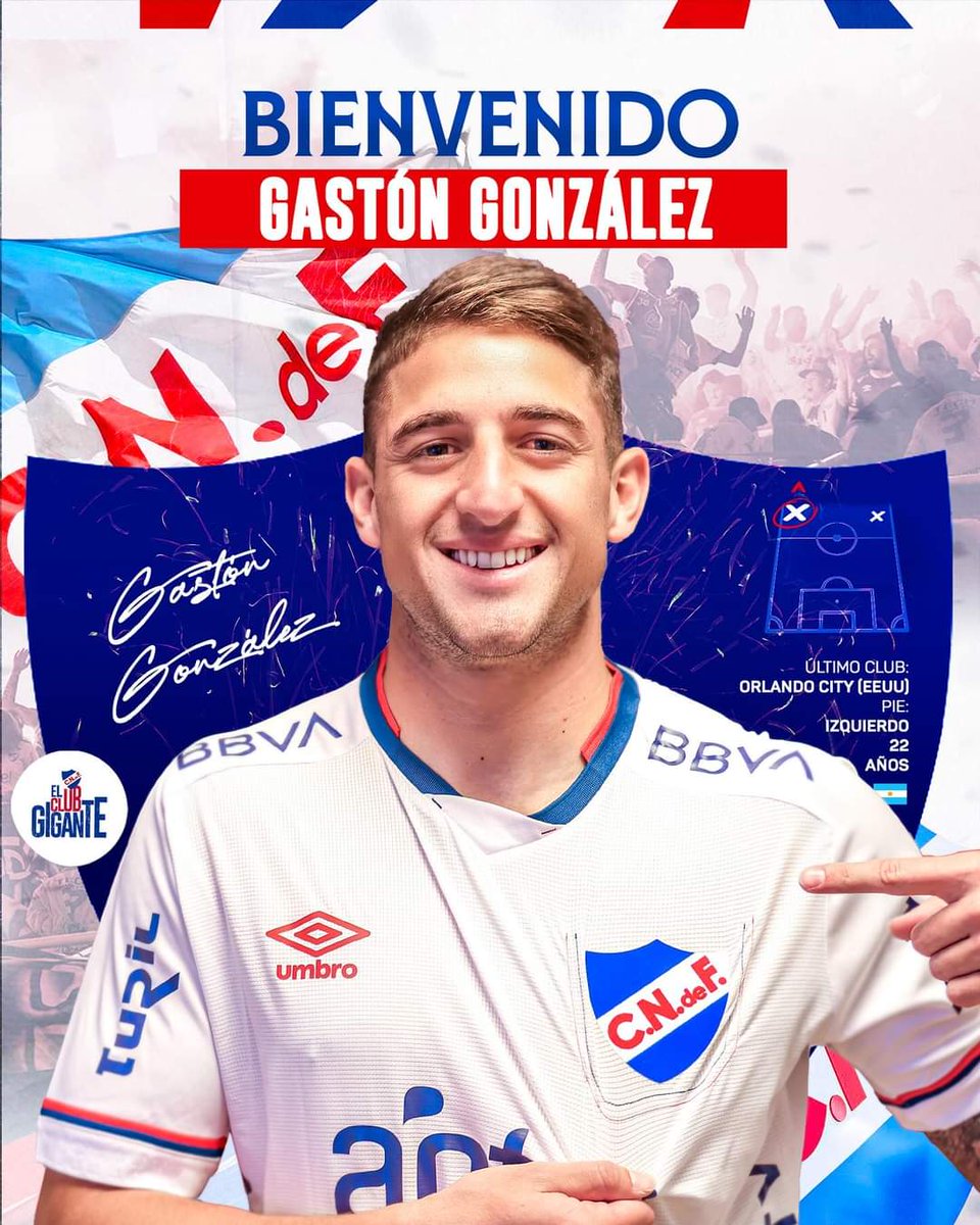 NacionalYNM's tweet photo. Nacional hace oficial la llegada de Gaston Gonzalez. 

 ¡𝗕𝗶𝗲𝗻𝘃𝗲𝗻𝗶𝗱𝗼, @tongagonzalez.9! 🔵⚪️🔴

🇦🇷 Gastón González, un nuevo Tricolor que llega del @orlandocitysc para la temporada 💪🏼

#ElClubGigante https://t.co/CsjyT1rI7S