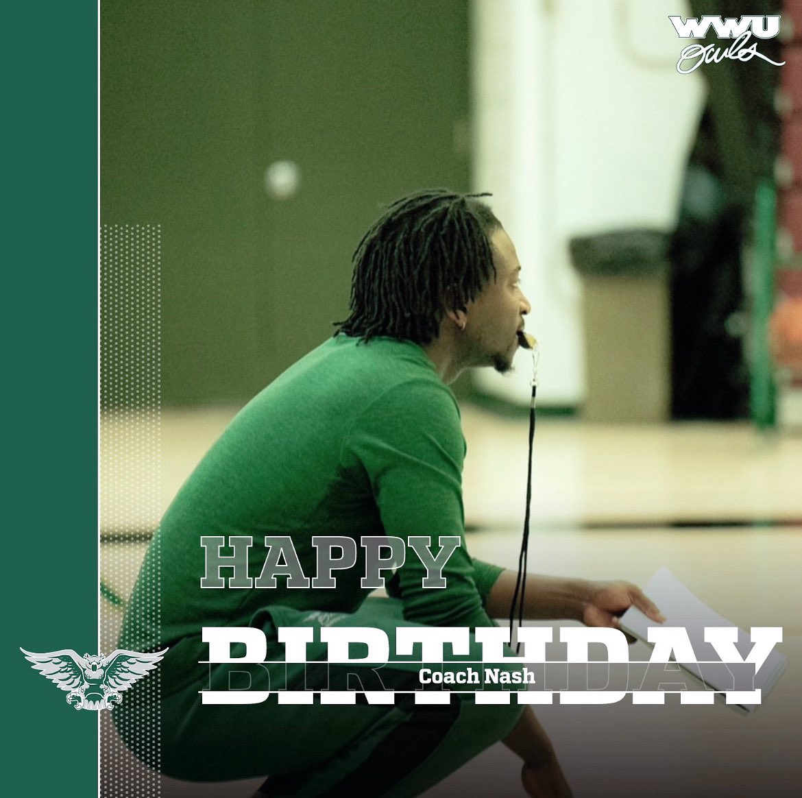 wwuowlsWBB's tweet photo. Happy Birthday to our Head Coach! Thank you for all you do Coach Nash. Nothing better than a Birthday on Game Day! https://t.co/T8GTASdKff