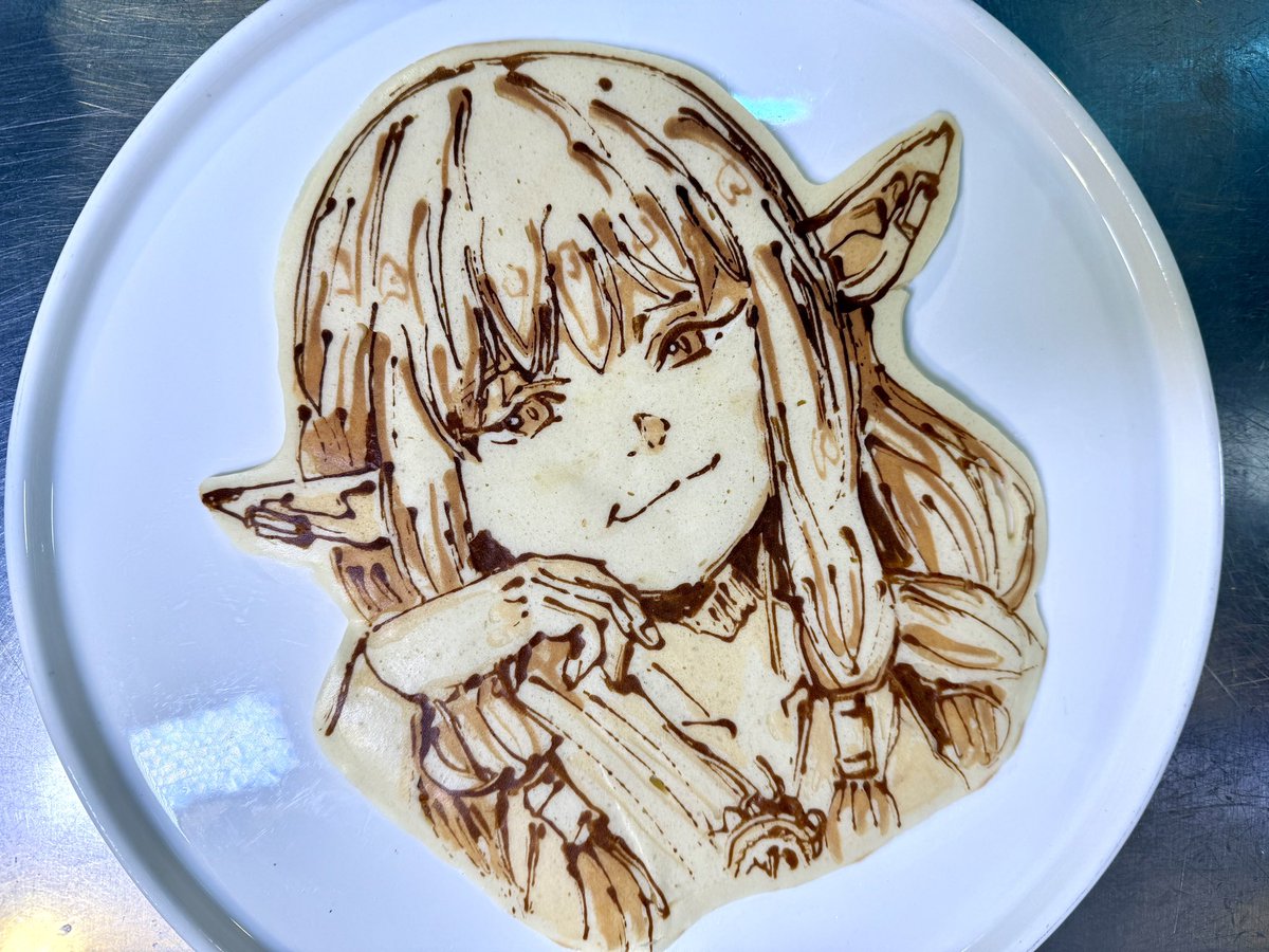 LaRicetta99's tweet image. 本日のパンケーキアート ゼーリエ (声優さん誰？) #pancakeart #frieren