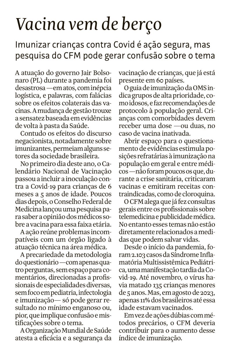 vascularus_br's tweet photo. Editorial de hoje na Folha de S. Paulo. Expressa meu posicionamento a respeito. https://t.co/yQcfklzdmW