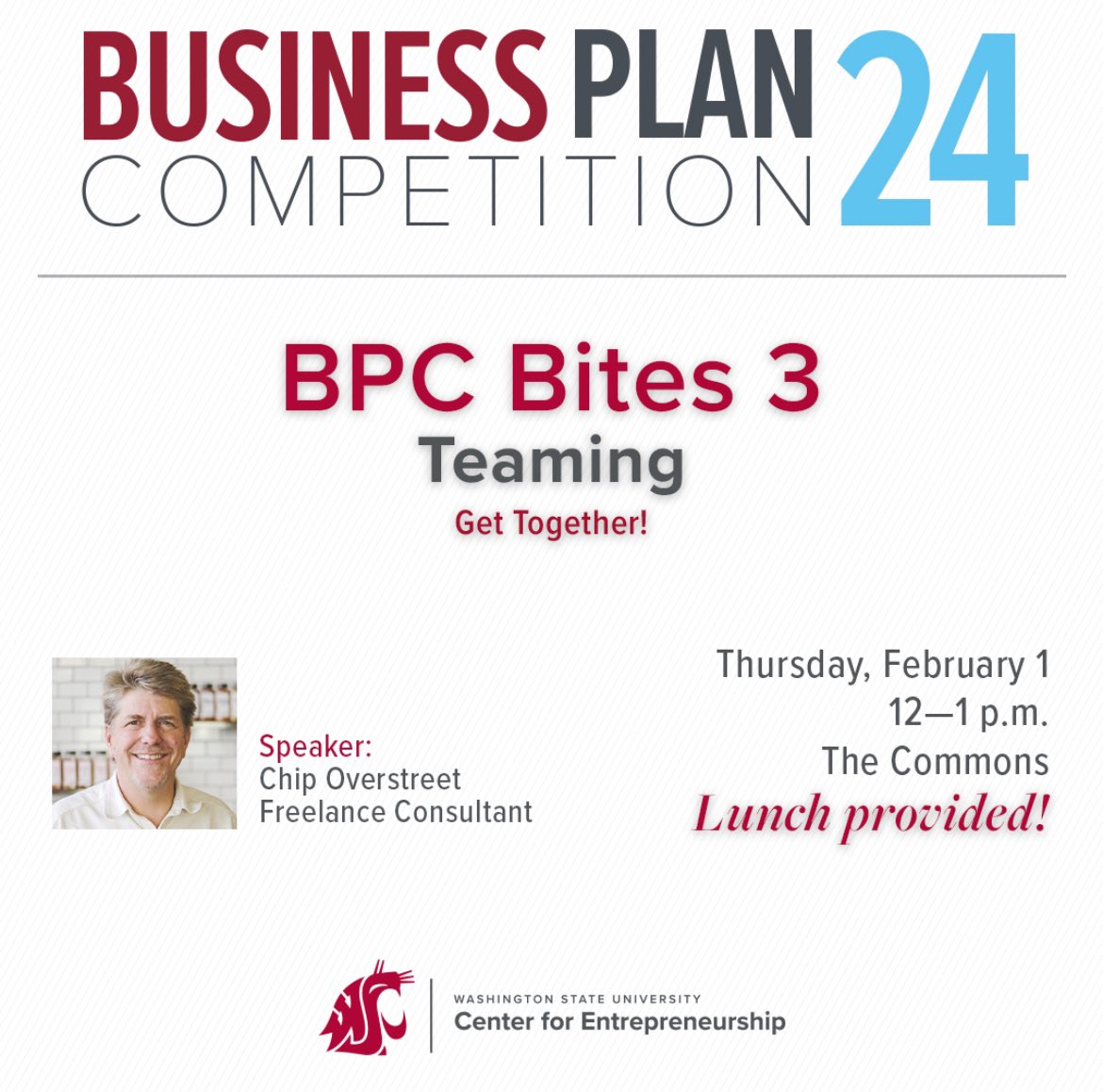 THURDAY: Mark your calendars Cougs! As we will be joined by Chip Overstreet for BPC Bites #3 this #WSUBPC24 season.
 
GET TOGETHER! And REGISTER TODAY! (link in bio)