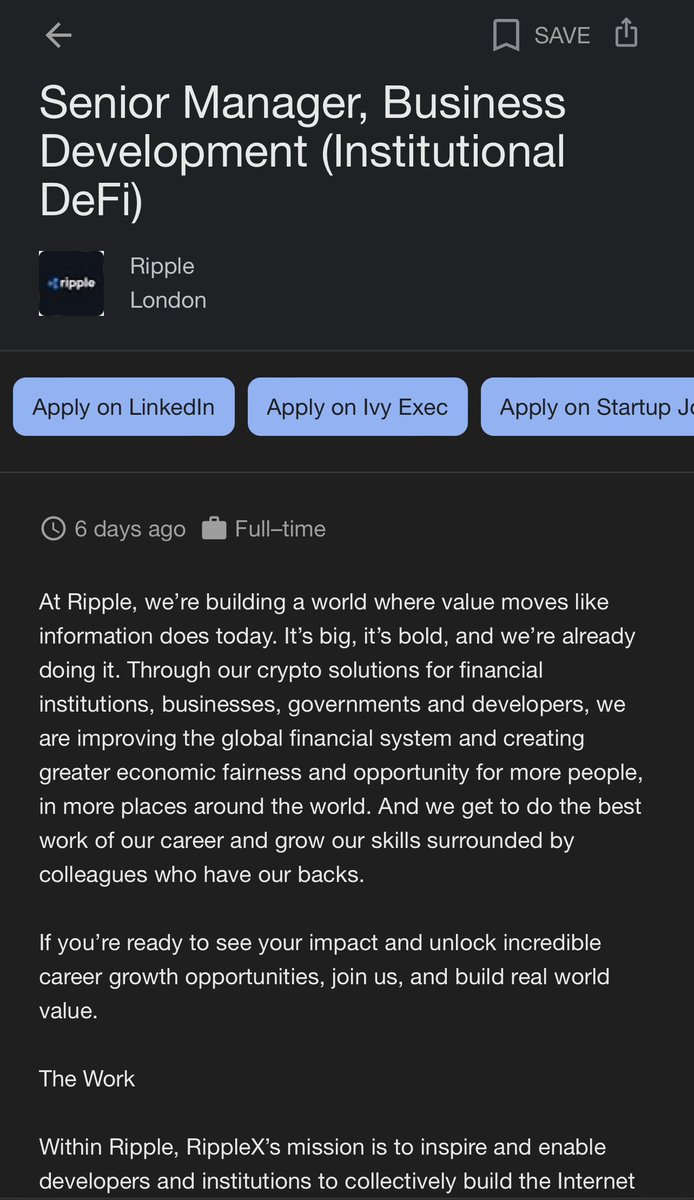 EightyFourSaint's tweet photo. @Ripple is on the lookout for a Senior Manager, Business Development. With a focus on driving crypto-related ETFs, this indicates Ripple might be gearing up for an XRP ETF launch soon 🤔 Do you believe this will have a positive impact? #XRP #XRPArmy #Ripple https://t.co/m99d1kbdEa