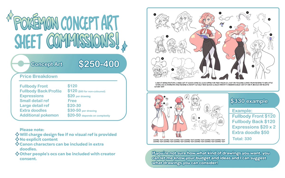 RhymeWithRay's tweet image. ✨‼️ Pokemon Style C0mms ‼️✨
Opening slots for Character Design, Concept art sheets, Splash Art and Sygna Suit Designs!
✦ Likes/RTs appreciated!! 💗🔁
✦ DM if interested!! 📨🙌
✦ C0MM info is linked in my Profile 🔗
