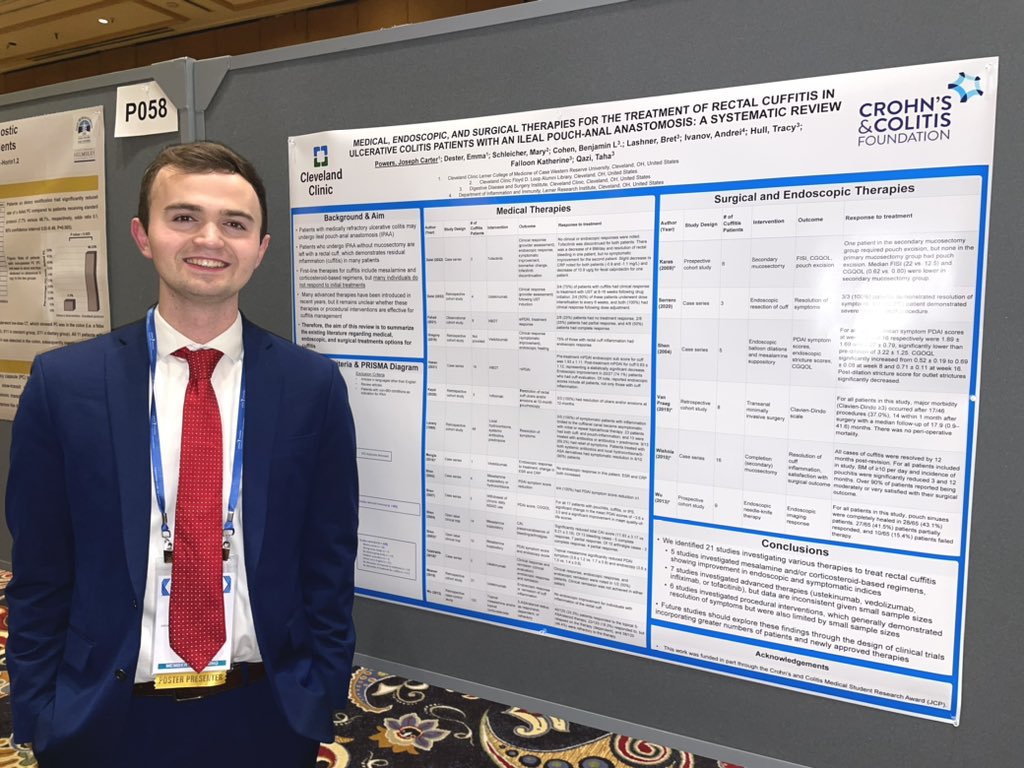 Had a great time in Las Vegas at #CCCongress24 sharing a systematic review that my classmate Emma Dester and I have completed as part of my @CleClinicLCM thesis year! @CrohnsColitisFn @AmerGastroAssn