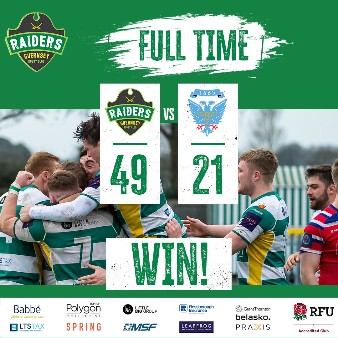 guernseyraiders's tweet photo. ⏰| Full time at the Garenne Stand. 

Final score: Guernsey Raiders 49-21 Wimbledon. 

What a result! 👏 https://t.co/mvNyQcpCNs