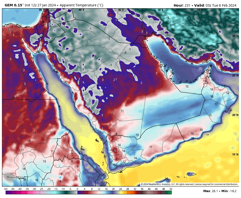 bariq_Sudir's tweet photo. تحديث الكندي الان 
موجة قطبية شديدة البرودة متوقعة منتصف هذا الأسبوع تستمر عدة أيام

يتوقع أن تصل درجات الحرارة إلى 8- تحدث الصفر على منطقة تبوك و 7- تحت الصفر على منطقة حائل.
اغلب  مناطق المملكة ستسجل درجة حرارة دون الصفر والله اعلم https://t.co/2lgUcK9S66