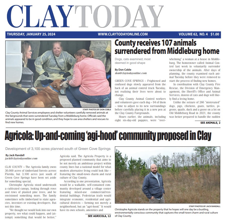 This week: over one hundred animals surrendered from a homeowner, the county debates the pros and cons of recycling, Rep. Aaron Bean shares his thoughts on education, and G's BBQ asks for help following the tragic fire that consumed the restaurant last week.