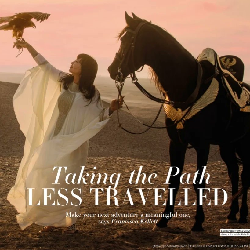 Out now! My piece on transformational travel in the brilliant @BCorpUK certified @countryandtown. And yes, that is totally me hanging out with my horse and my hawk