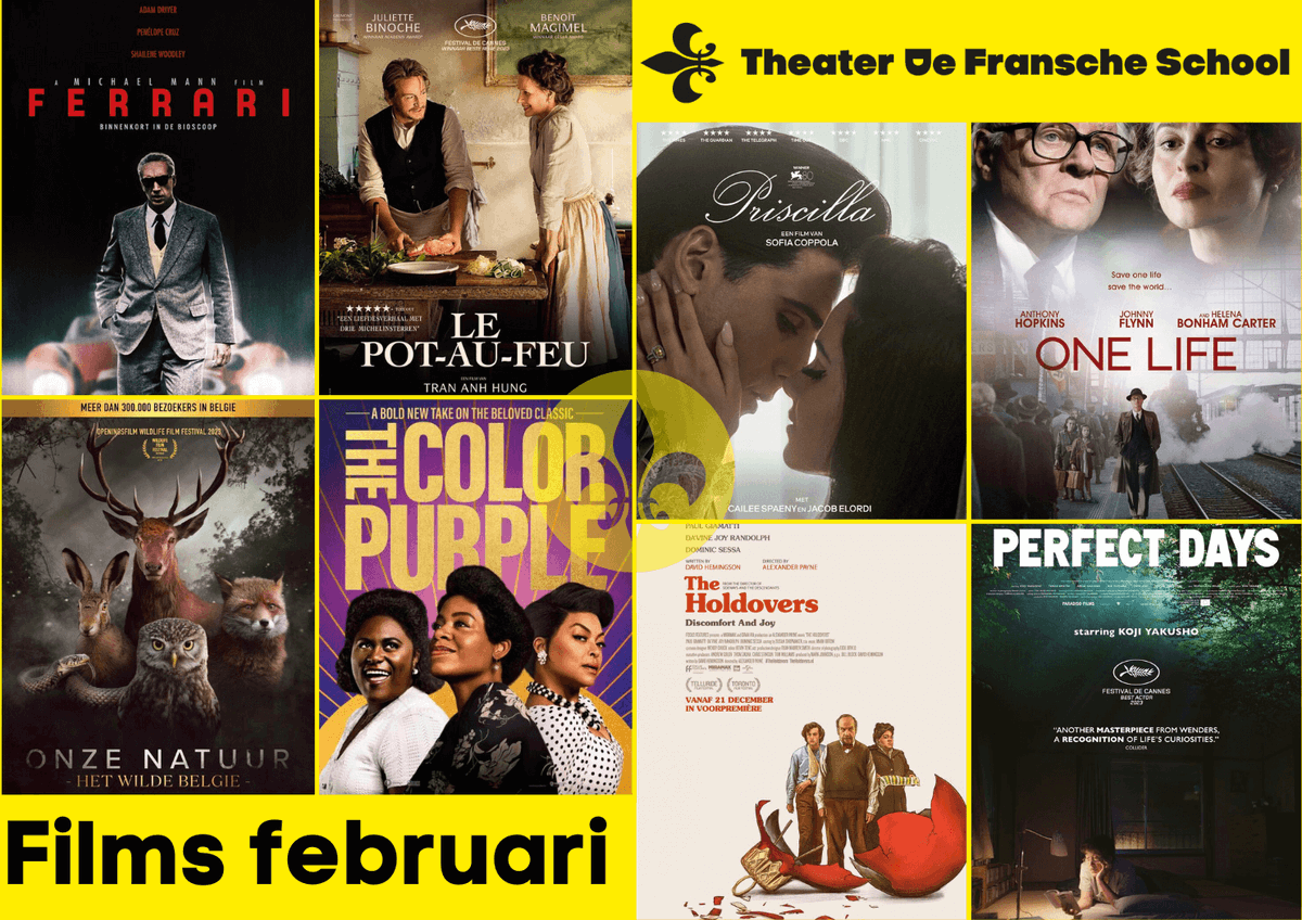 Films februari

Word vriend en krijg €2,50 korting op je kaartje!

> theaterdefranscheschool.nl/nieuws/20240127

#ferrari #lepotaufeu #theoldoak #ladiesnight #onelife #perfectdays #priscilla #theholdovers #thecolorpurple #onzenatuur
#film #bioscoop #agenda #cinema 
<a href="/Lingestreek/">Lingestreek</a> <a href="/Culemborgklopt/">Culemborg Klopt!</a>