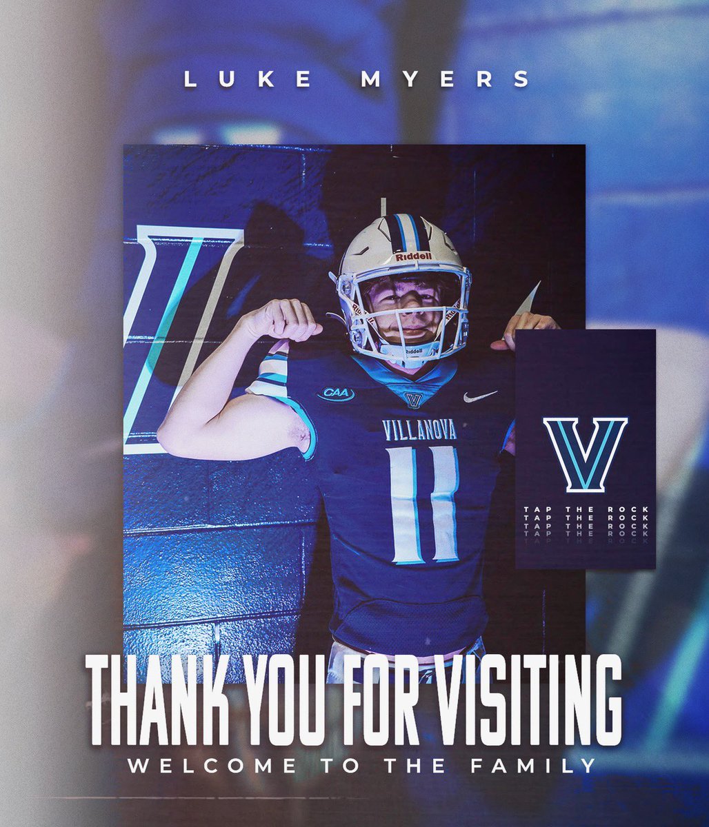 Luke Myers (@lukemyers25) on Twitter photo Thank you <a href="/NovaFootball/">Villanova Football</a> for hosting a great official visit! Can’t wait to get back!
<a href="/CoachLang22/">Matthew Colangelo</a> <a href="/NovaFbRecruit/">Nova FB Recruiting</a> <a href="/TJLandisNovaFB/">TJ Landis</a> Thank you <a href="/NovaFootball/">Villanova Football</a> for hosting a great official visit! Can’t wait to get back!
<a href="/CoachLang22/">Matthew Colangelo</a> <a href="/NovaFbRecruit/">Nova FB Recruiting</a> <a href="/TJLandisNovaFB/">TJ Landis</a>
