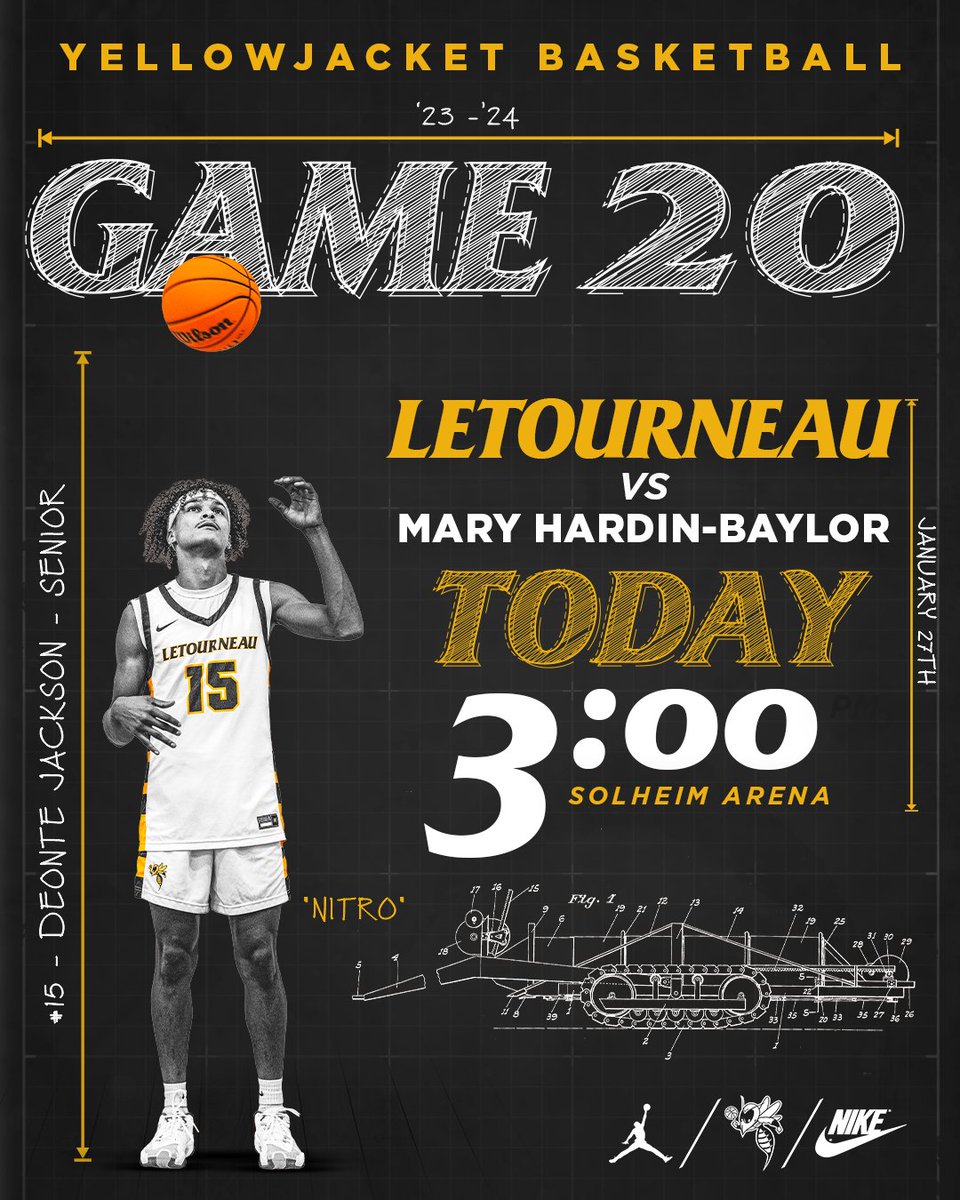 LETUMBB's tweet photo. GAMEDAY | JAN 27 | 2024

GAME 20

BIG GAME today as the YellowJackets host UMHB in a battle of ASC heavyweights.

Tipoff set for 3 PM from Solheim Arena.

Live Stream &amp; Stats: https://t.co/muvREfNh2r

#LeTourneauBuilt #LETUBrotherhood #d3hoops https://t.co/LOHP4ChLhw