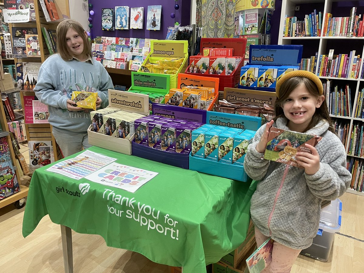Girl Scouts Samantha and Jocelyn are ready to sell some cookies. They’ll be here 12-4 today.  Come pick up your favorites.  #thebookdragonshopstauntonva #indiebookstore #girlscoutcookieseason @girlscouts #downtownstaunton #stauntonva #girlscoutcookies🍪