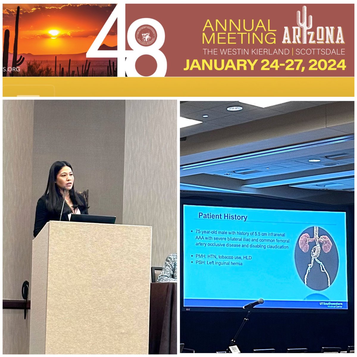 Dr. Carla Scott on the podium today at #SAVS2024 ! The future of vascular surgery is in good hands with excellent physicians like Dr. Scott 🙌🏼 #vascsurg #utsw