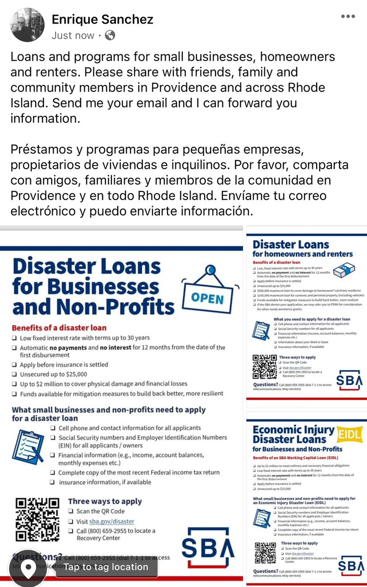 Loans and programs for small businesses, homeowners and renters. Please share with friends, family and community members in Providence and across Rhode Island. Send me your email and I can forward you information.
