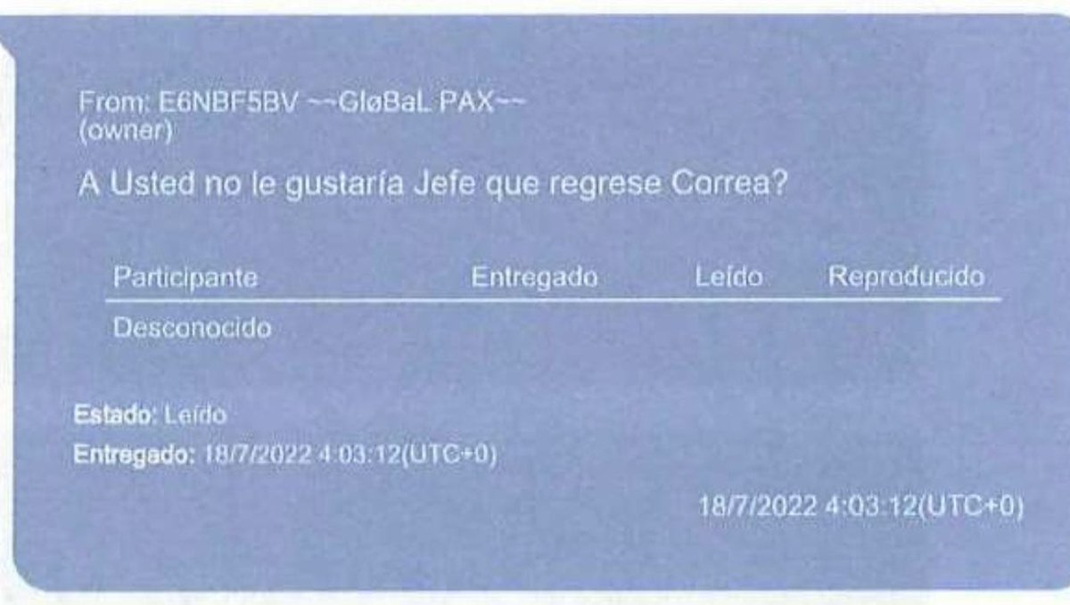 EcEnDirecto's tweet photo. #URGENTE 
El expresidente @MashiRafael comparte capturas de pantalla de conversaciones con Leandro Norero, donde señala que durante el Gobierno de Correa no se generó beneficio económico alguno. https://t.co/LWxpaluTBQ