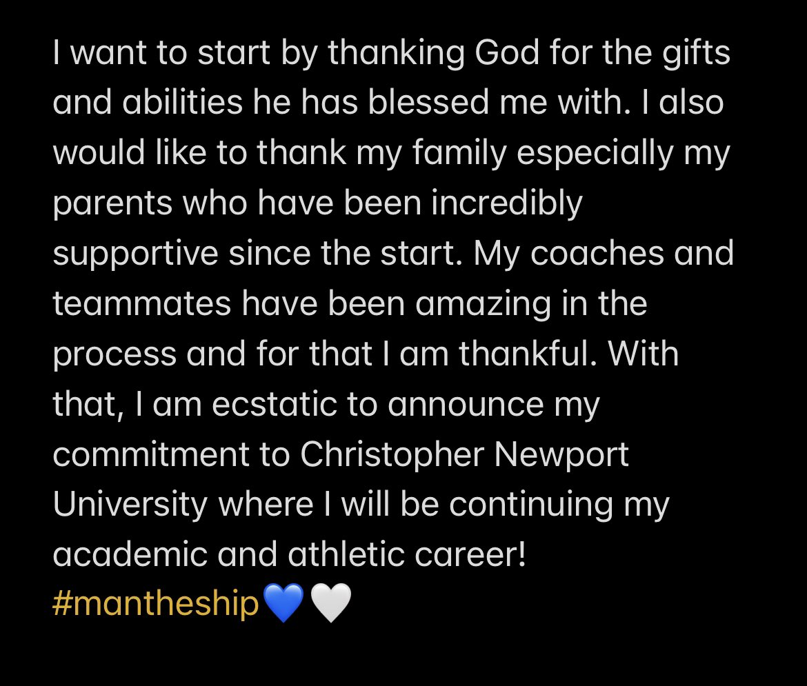 Noah Smith (@noah24smith) on Twitter photo I’m so excited to announce my 100% commitment to Christopher Newport University!! Thank you to everyone for your support! <a href="/runthetriple/">Matt McLeod</a> <a href="/SherandoFball/">SherandoFootball</a> <a href="/Coach_Rohrbaugh/">TJ Rohrbaugh</a> I’m so excited to announce my 100% commitment to Christopher Newport University!! Thank you to everyone for your support! <a href="/runthetriple/">Matt McLeod</a> <a href="/SherandoFball/">SherandoFootball</a> <a href="/Coach_Rohrbaugh/">TJ Rohrbaugh</a>