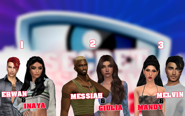 banijaysimsprod's tweet photo. Les binômes nominés cette semaine sont les suivants :

• Erwan &amp; Inaya
• Messiah &amp; Giulia
• Mandy &amp; Melvin 

Soutenez votre binôme préféré 😱
(Votes illimités - ouverts jusqu'au 30/01/24 à 12h00) ⌛️
👉https://t.co/rUWYAgYpHn https://t.co/VQGT8FVTpc