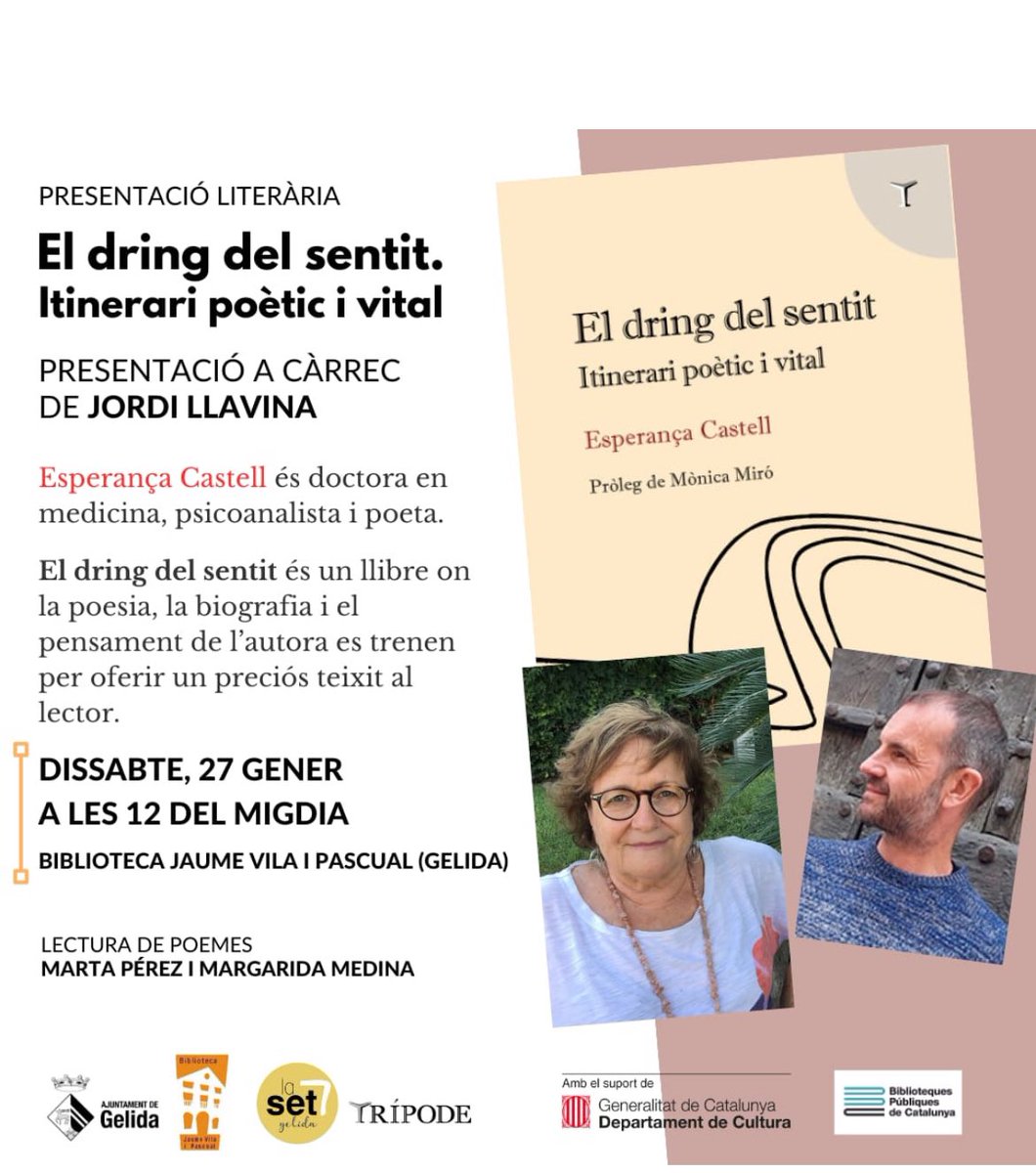 carmell777's tweet photo. Avui a la Biblioteca de Gelida s’ha presentat el llibre “El dring del sentit” de l’Esperança Castell. 
Dia entranyable i de retrobament després d’uns anys d’haver treballat plegades en el món  de la docència a professionals de la salut. El fil de l’amistat continua teixint nusos https://t.co/6TyEBQydUJ
