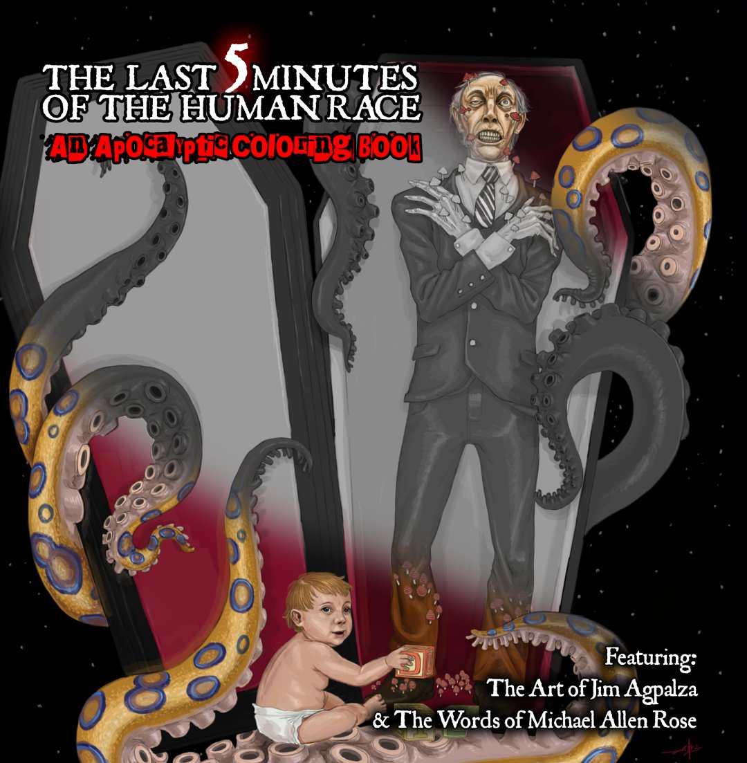 Wonderland Award winner 'The Last 5 Minutes of the Human Race' #coloringbook from @whiskeee and @realflooddamage is available now! The apocalypse has never been so fun - OR interactive! tinyurl.com/Last5Coloring #Bizarro #Books