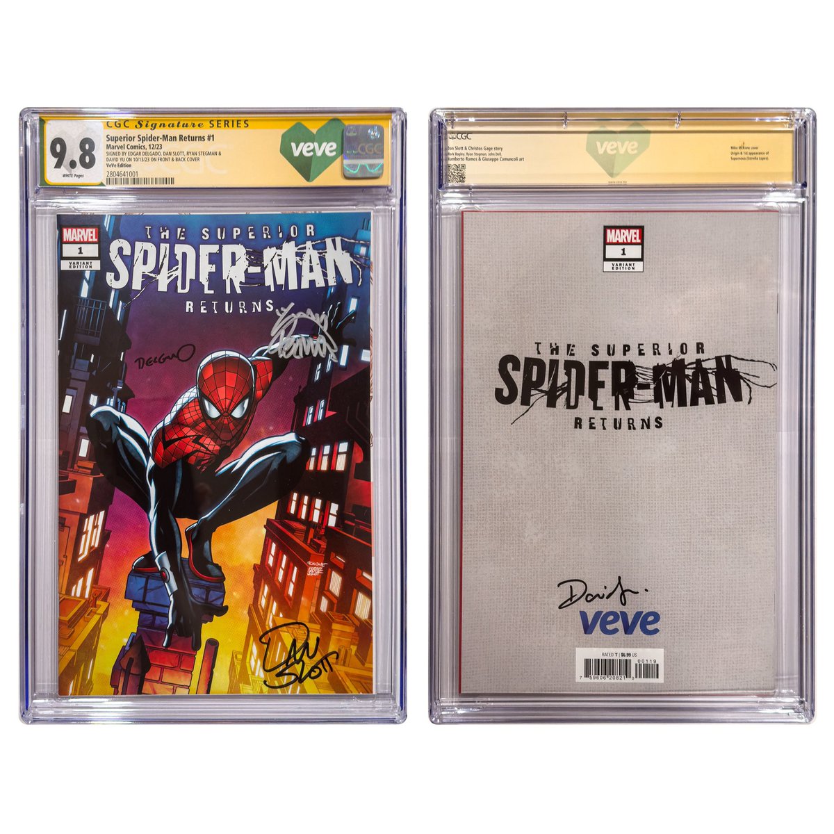 🚨FIRST VEVE CGC COMIC GIVEAWAY 🚨 We are giving away a CGC 9.8 yellow label of Superior Spider-Man Returns #1 with the FIRST EVER VeVe CGC comic label! The comic is CGC graded 9.8 with witness signatures by Edgar Delgado, Dan Slott, Ryan Stegman, and VeVe CEO, @DavidYuNZ!…